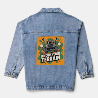Know Your Terrain Green 4x4 Off Road Truck Cartoon Denim Jacket