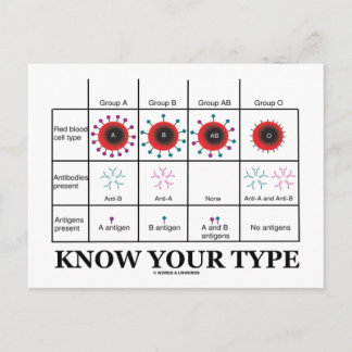 Know Your Type (Blood Types Health Medicine) Postcard
