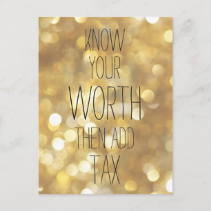 Know your worth - Gold Bokeh Inspirational Quote Postcard
