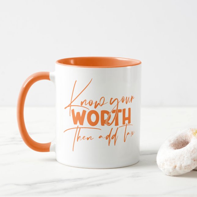Know Your Worth Inspirational Motivational Quote Mug (With Donut)