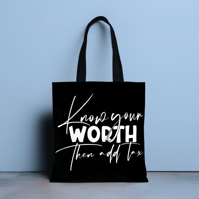 Know Your Worth Inspirational Motivational Quote Tote Bag (Creator Uploaded)