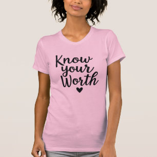 Know Your Worth – Pink Script Glitter T-Shirt