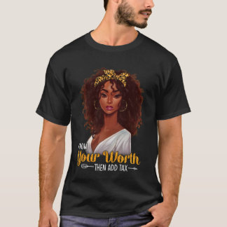 Know Your Worth Then Add Tax Gift For Her Leopard T-Shirt