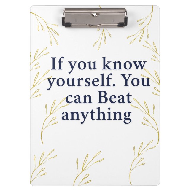 Know Yourself – Powerful Motivational Quote for In Clipboard (Front)