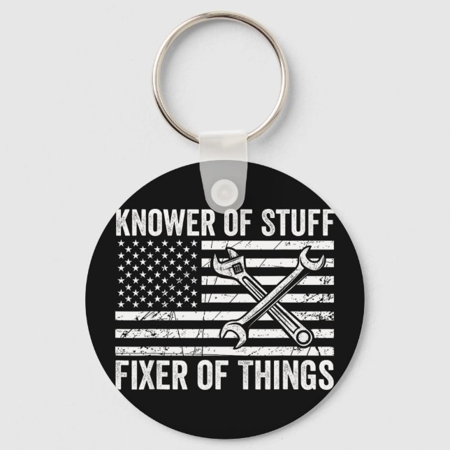 Knower of stuff fixer of things men mechanic dad key ring (Front)