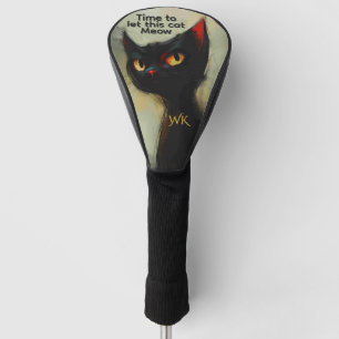 Knowing Black Ninja Cat Funny & Monogrammed Golf Head Cover