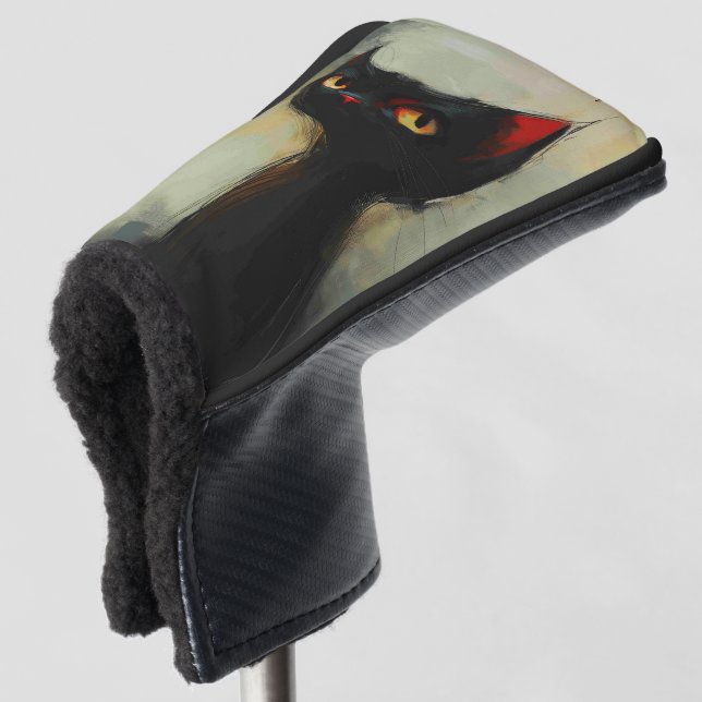  Knowing Black Ninja Cat  Golf Head Cover (3/4 Front)