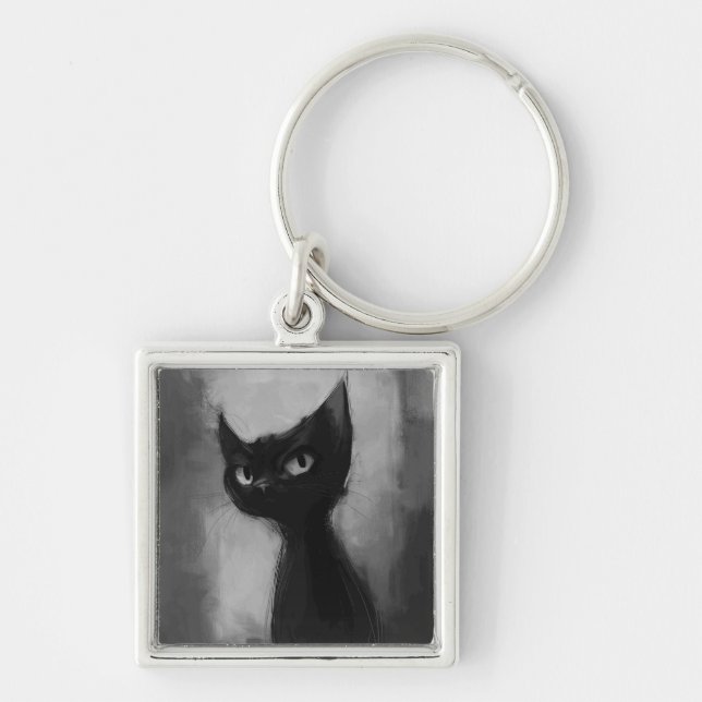  Knowing Black Ninja Cat  Key Ring (Front)