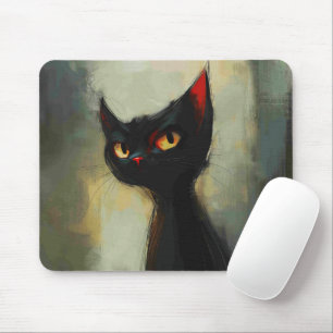 Knowing Black Ninja Cat Mouse Mat