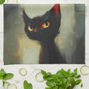 Knowing Black Ninja Cat Tea Towel