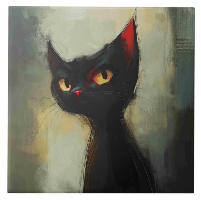  Knowing Black Ninja Cat  Tile (Front)