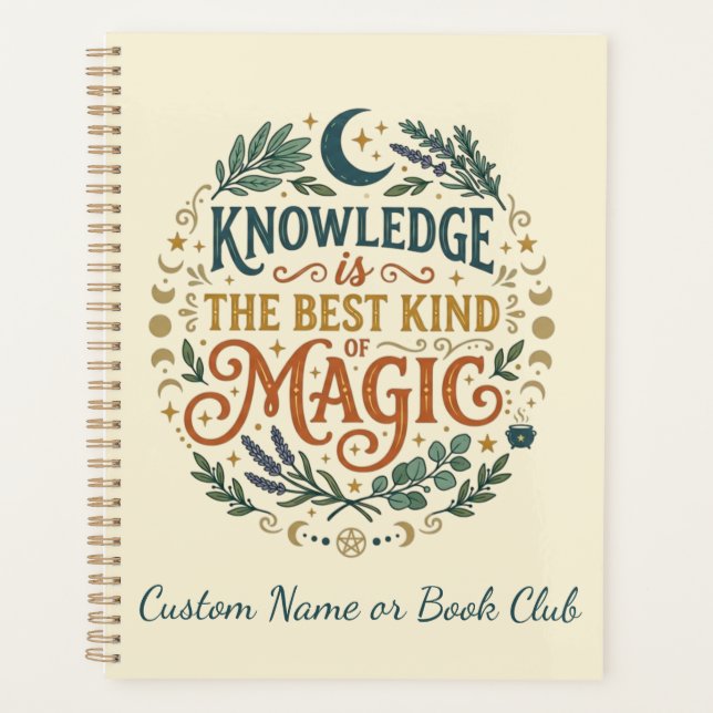 Knowledge is Magic Witchy Academic Book Botanical Planner (Front)