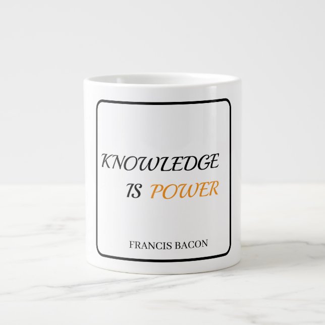 Knowledge Is Power Bacon Minimal Large Coffee Mug (Front)