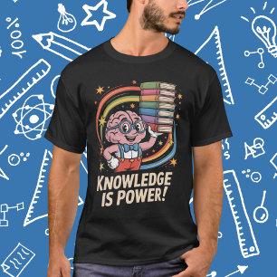 Knowledge Is Power Cute Brain Character T-Shirt