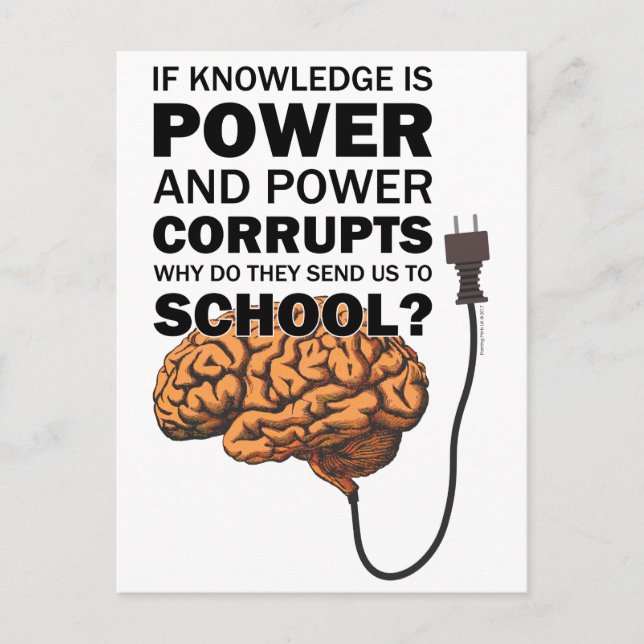 Knowledge Power Funny Quote Ironic Meme Brain Postcard (Front)