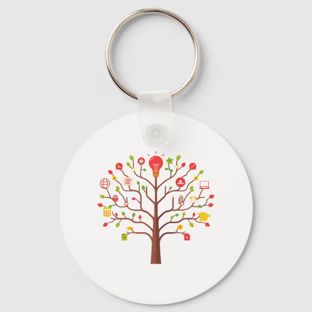 Knowledge Tree Idea Education Learning Icons Key Ring (Front)