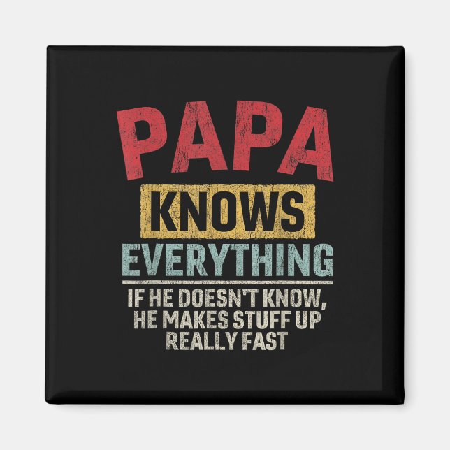 Knows Everything Funny Father's Day Papa  Magnet (Front)