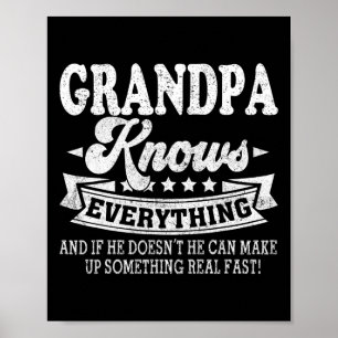 Knows Everything Shirt Funny Father's Day Dad Papa Poster