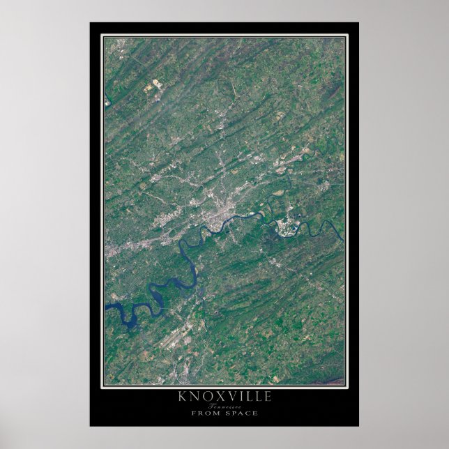 Knoxville Tennessee From Space Satellite Map Poster (Front)