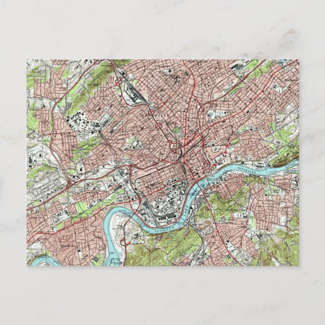 Knoxville Tennessee Map (1978) Postcard (Front)