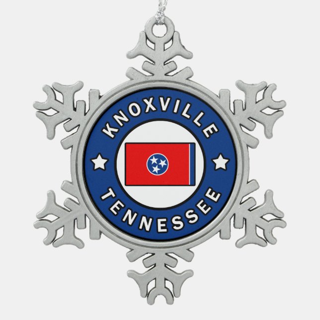 Knoxville Tennessee Snowflake Pewter Christmas Ornament (Front)