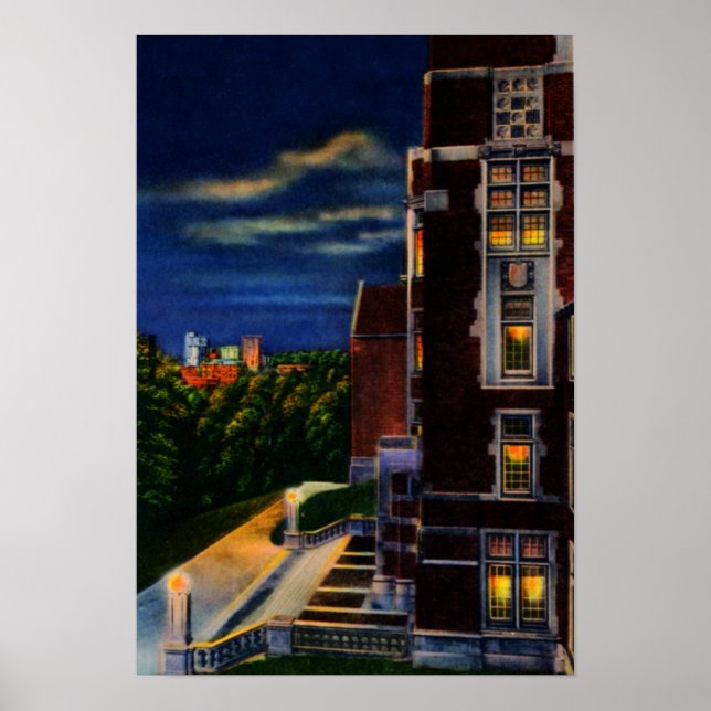 Knoxville Tennessee University at Night Poster (Front)