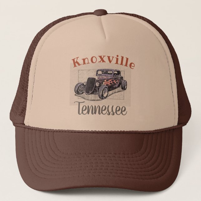 "Knoxville Tennessee" Vintage Hotrod Trucker Hat (Front)
