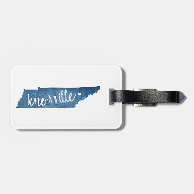 Knoxville, Tennessee Wood Grain Luggage Tag (Back Horizontal)