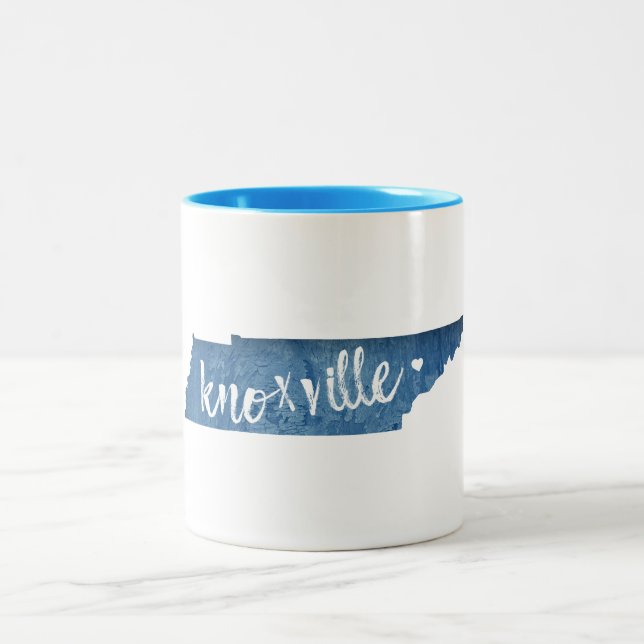 Knoxville, Tennessee Wood Grain Two-Tone Coffee Mug (Center)