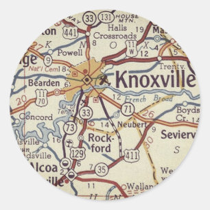 Knoxville TN Map Classic Round Sticker