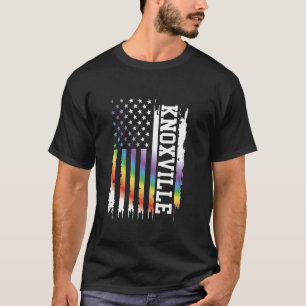 Knoxville United States Distressed Rainbow w US Fl T-Shirt