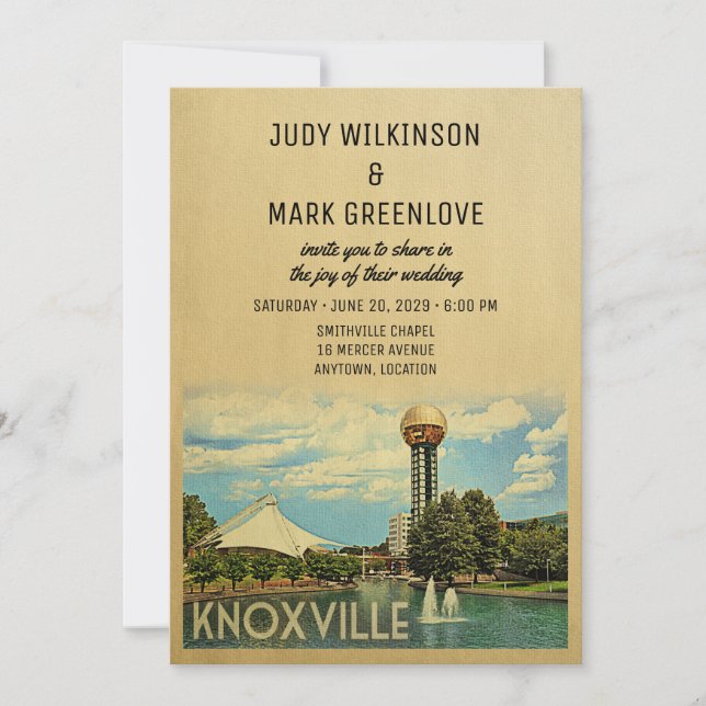 Knoxville Wedding Invitation Tennessee (Front)