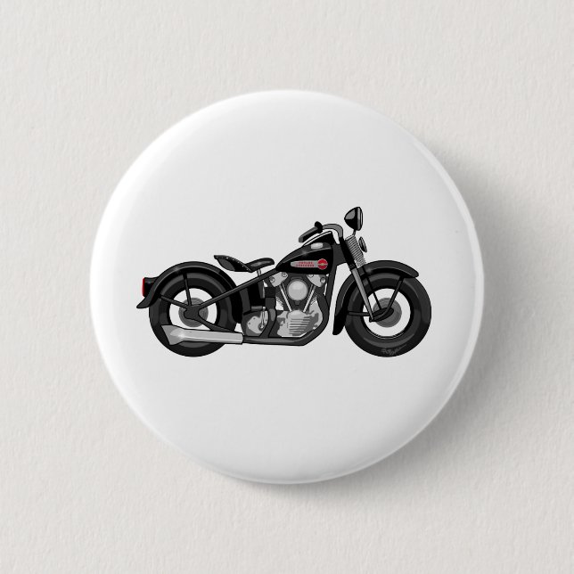 Knucklehead Motorcycle 6 Cm Round Badge (Front)