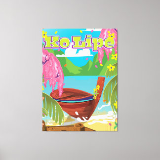 Ko Lipe cartoon travel poster art. Canvas Print