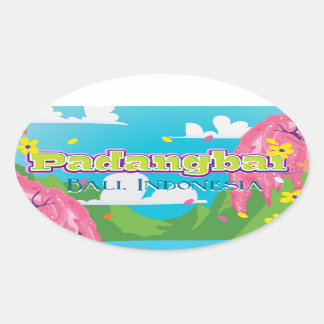 Ko Lipe cartoon travel poster art. Oval Sticker