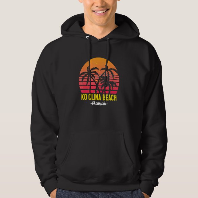 Ko Olina Beach Hawaii Oahu Hawaiian Sunset Palm Tr Hoodie (Front)