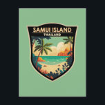 Ko Samui Island Thailand Travel Art Badge Postcard<br><div class="desc">Ko Samui Island vector art design. Ko Samui,  Thailand’s second largest island,  lies in the Gulf of Thailand off the east coast of the Kra Isthmus.</div>