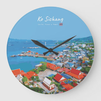 Ko Sichang, Thailand - Vibrant Harbour View Large Clock