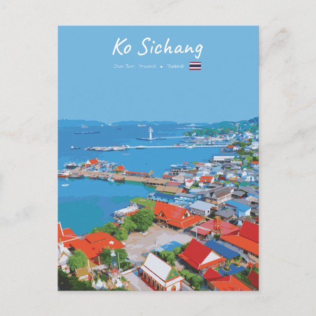 Ko Sichang, Thailand - Vibrant Harbour View Postcard (Front)