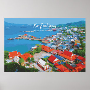 Ko Sichang, Thailand - Vibrant Harbour View Poster