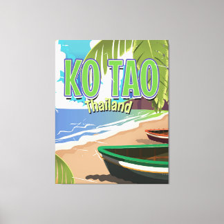 Ko Tao thailand vintage travel poster Canvas Print