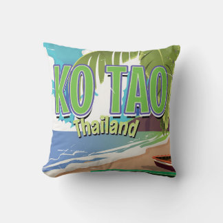 Ko Tao thailand vintage travel poster Cushion