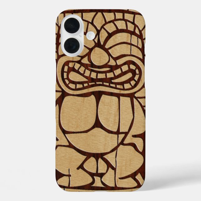 Koa Wood Tiki Ailani Surfboard Case-Mate iPhone Case (Back)
