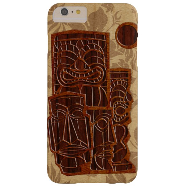 Koa Wood Tiki Sun Surfboard Case-Mate iPhone Case (Back)