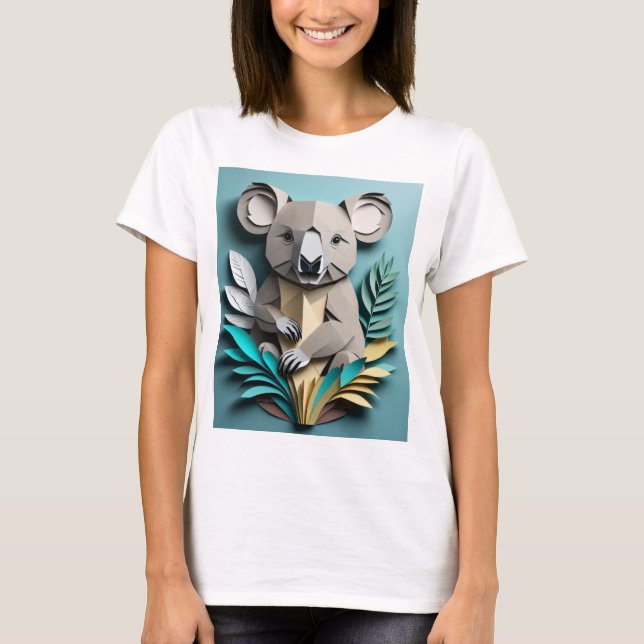 Koala 3D Paper Art Design T-shirt  (Front)