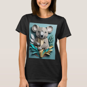 Koala 3D Paper Art Design T-shirt 