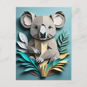 Koala 3D Paper Art Design T-shirt Postcard