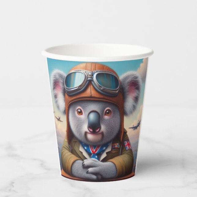 Koala Aeroplane Pilot Paper Cups (Front)