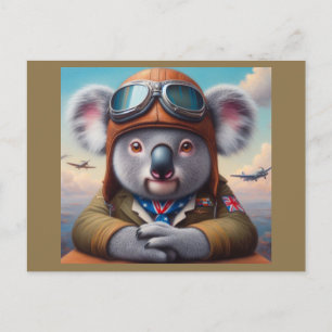 Koala Aeroplane Pilot Postcard