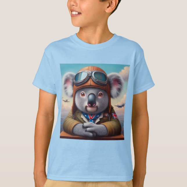 Koala Aeroplane Pilot T-Shirt (Front)